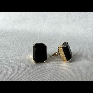 Kate Spade Small Black Rectangular Studs